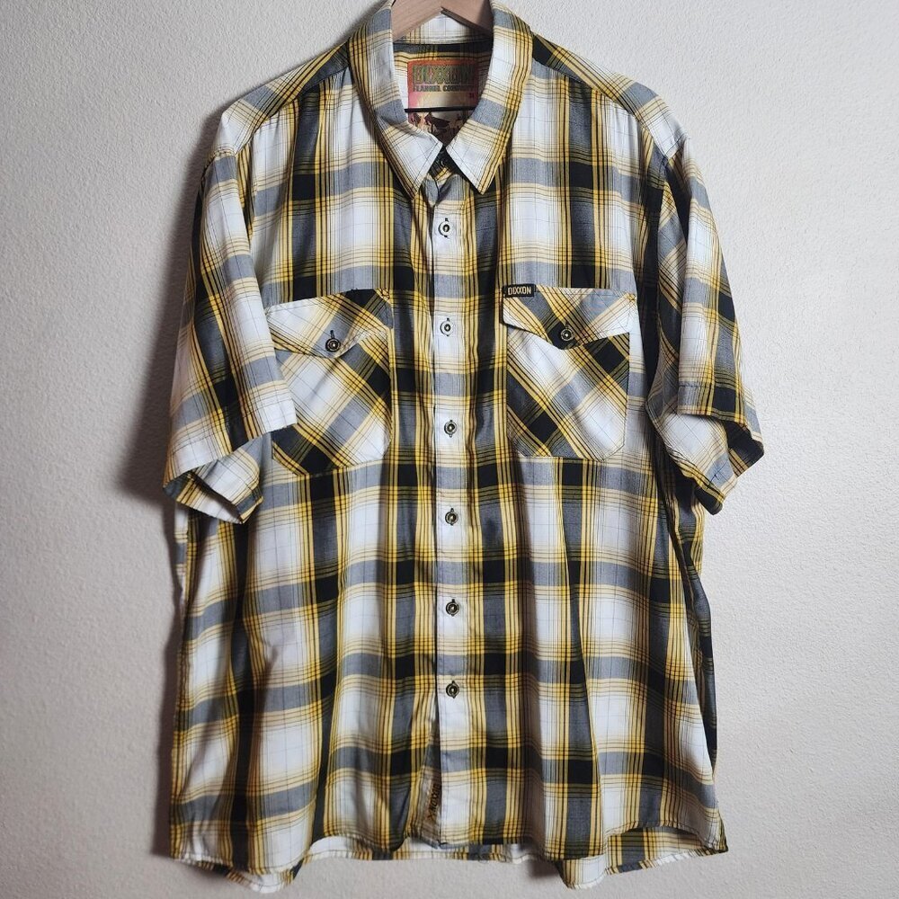 Dixxon Flannel Company Shirt Mens 3XL Yellow Black Plaid Button Up The Open Road